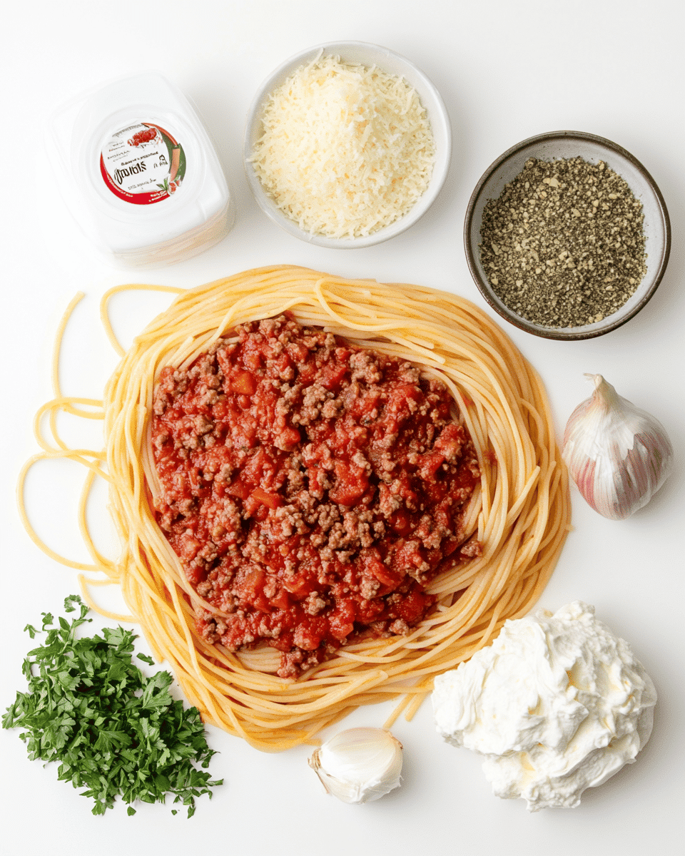 Baked Cream Cheese Spaghetti ingredients
