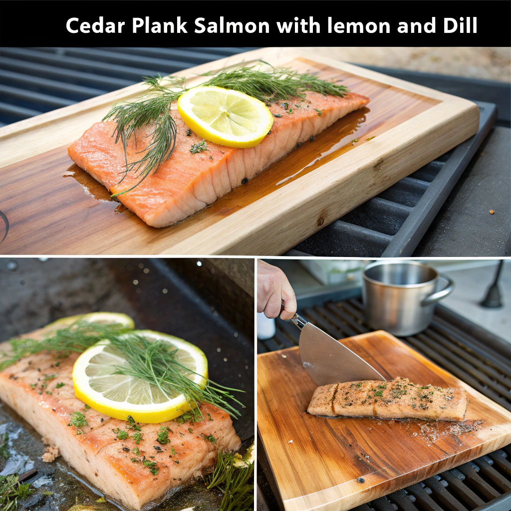 Cedar plank salmon with lemon and dill How to Make