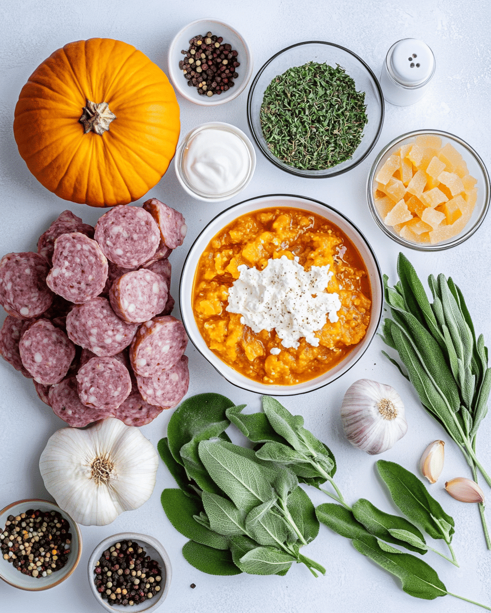 Pumpkin and Sausage Soup ingredients