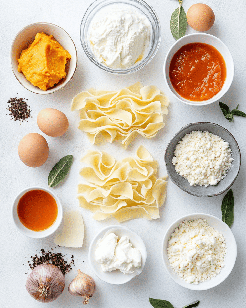 Pumpkin Lasagna Rolls ingredients