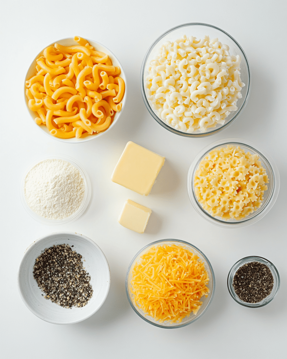 Simple Macaroni and Cheese ingredients