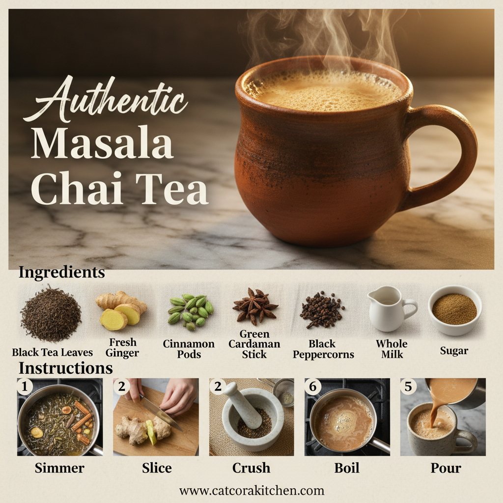 card recipe ingredients and instructions Authentic Masala Chai Tea