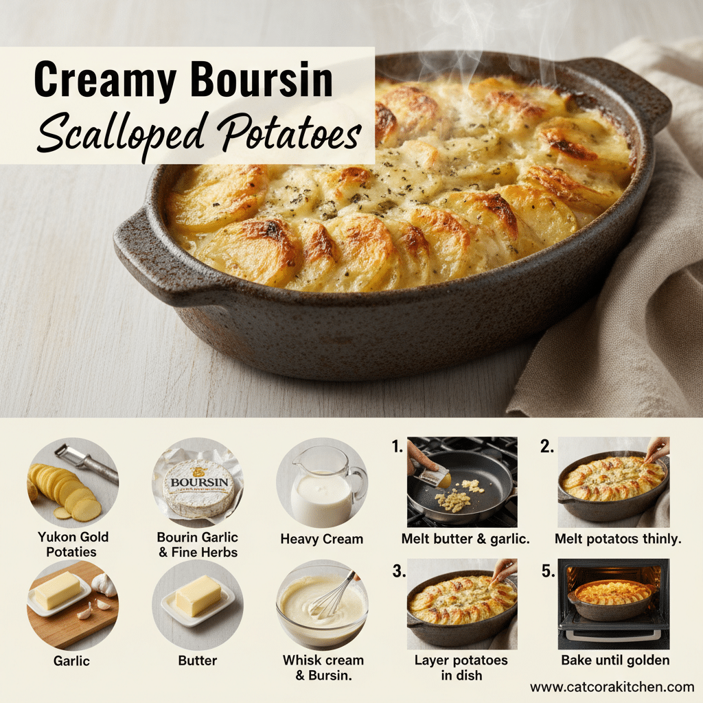 card recipe ingredients and instructions Boursin scalloped potatoes