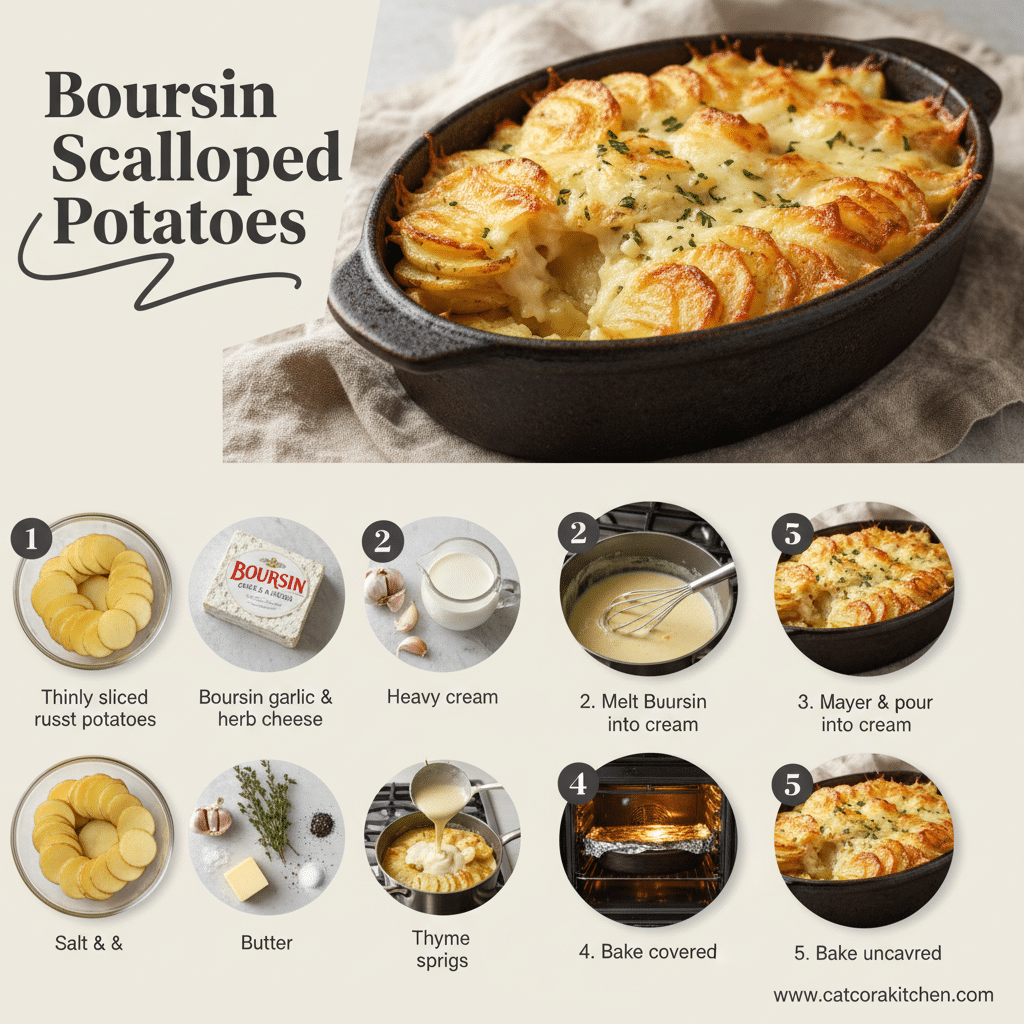 card recipe ingredients and instructions Boursin scalloped potatoes