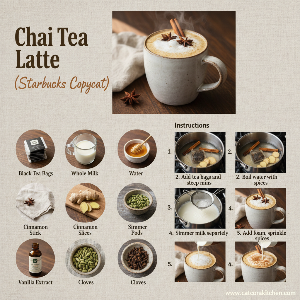 card recipe ingredients and instructions Chai Tea Latte Starbucks Copycat