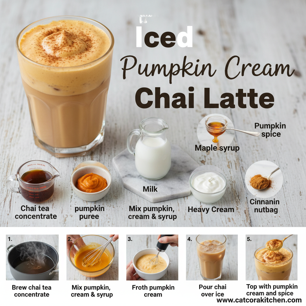 card recipe ingredients and instructions Iced Pumpkin Cream Chai Latte