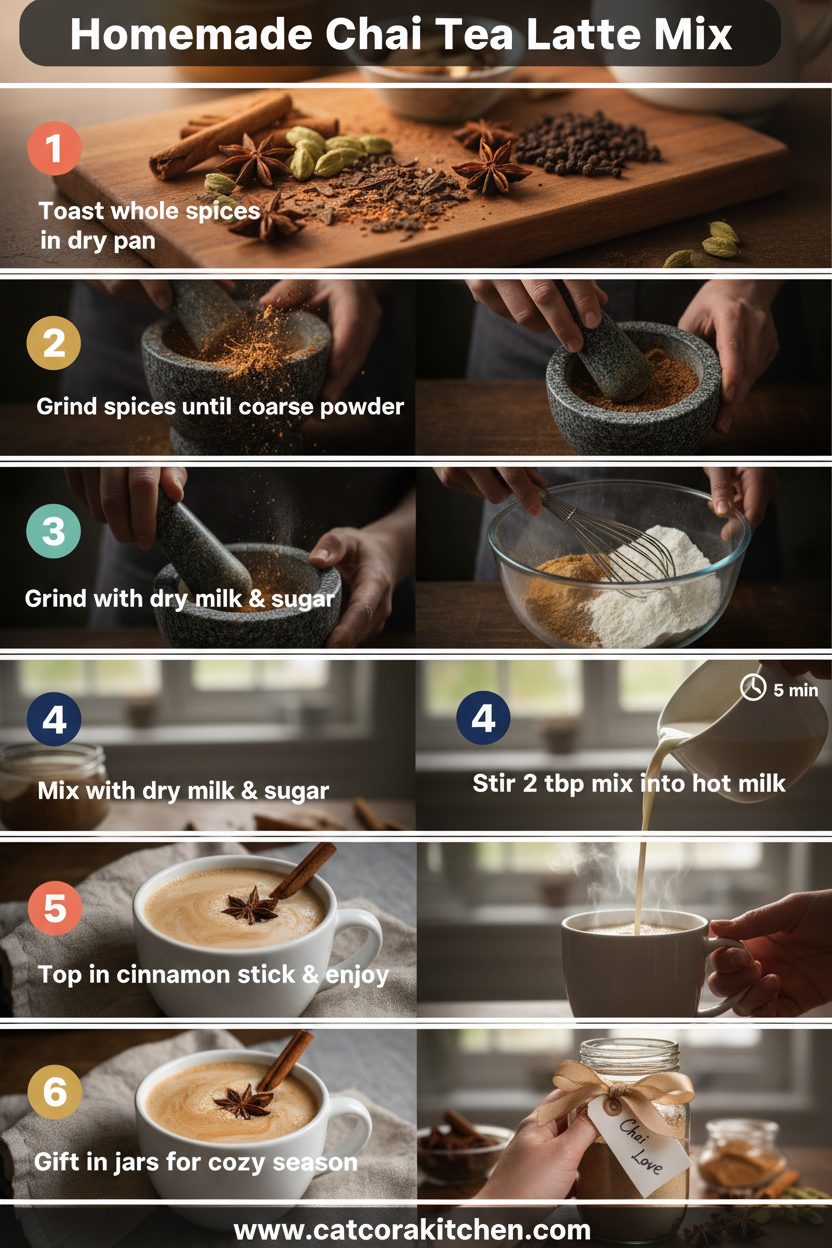Steps to make homemade chai tea latte mix